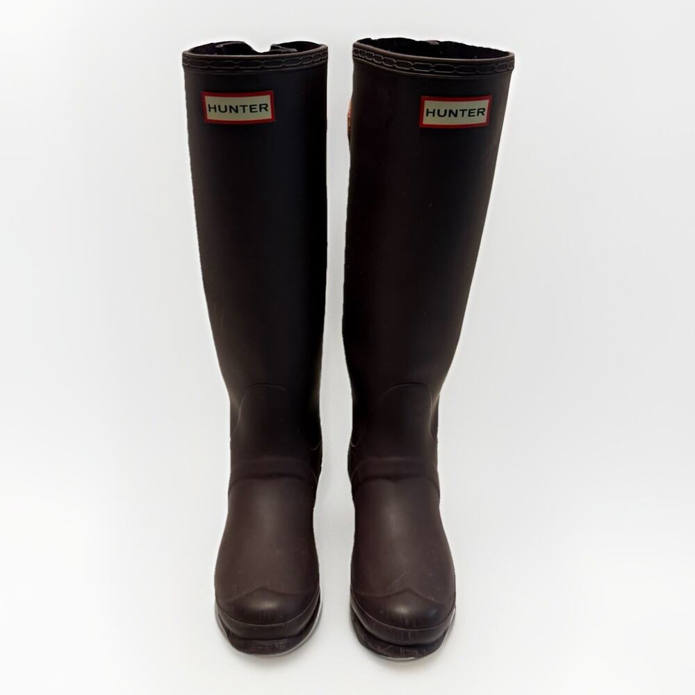 Hunter Rain Boots Women’s 5 Original Tall Back Adjustable Eggplant Purple *Flaw*